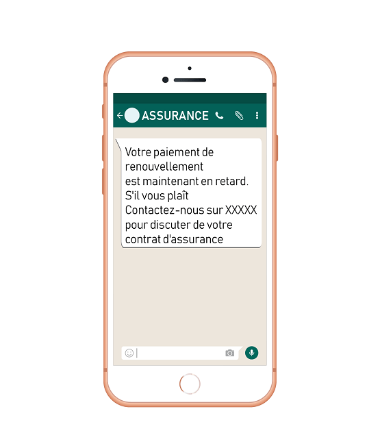 Bulk sms Assurance recu sur un iphone